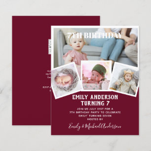 Papier Invitation anniversaire 7 ans garçon fille collage