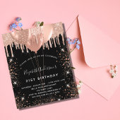 Papier Invitation anniversaire ballons noir rose gold