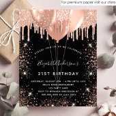Papier Invitation anniversaire ballons noir rose gold