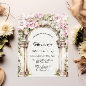 Papier Invitation anniversaire beige avec arche de fleurs