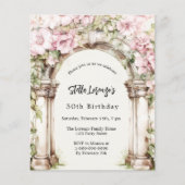 Papier Invitation anniversaire beige avec arche de fleurs (Devant)