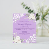Papier Invitation anniversaire dentelle roses blanc lavan (Debout devant)
