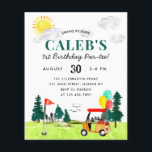 Papier Invitation anniversaire golf pour enfants Budget S<br><div class="desc">Invitation d'anniversaire pour garçon de golf aquarelle mignonne Swing By Fore golf Par-tee</div>