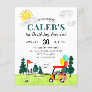 Papier Invitation anniversaire golf pour enfants Budget S
