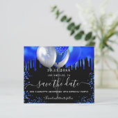 Papier Invitation anniversaire noir bleu royal budget enr (Debout devant)