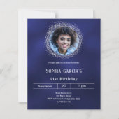 Papier Invitation anniversaire paillettes argent photo bl (Devant)