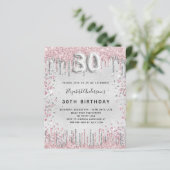 Papier Invitation argent rose pour 30e anniversaire de na (Debout devant)