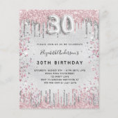 Papier Invitation argent rose pour 30e anniversaire de na (Devant)
