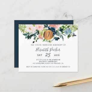 Papier Invitation au 100e anniversaire floral de Budget