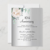 Papier Invitation au 10e anniversaire de mariage de fleur (Devant)