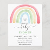 Papier Invitation au Baby shower arc-en-ciel Boho Budget (Devant)