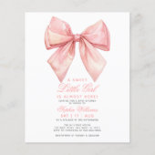 Papier Invitation au Baby shower Budget Blush Pink Bow (Devant)
