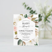 Papier Invitation au Baby shower cadre Magnolia Budget (Debout devant)
