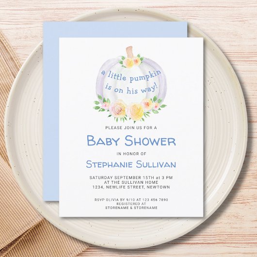 Papier Invitation au Baby shower Citrouille d'automne du