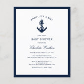 Papier Invitation au Baby shower d'Ancre bleu marine (Devant)