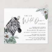 Papier Invitation au Baby shower d'aquarelle Zebra Boho (Devant)