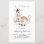 Papier Invitation au Baby shower d'automne de maman et de (Devant)