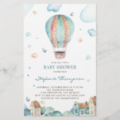 Papier Invitation au Baby shower de ballons à air chaud v (Devant)