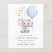 Papier Invitation au Baby shower de ballons éléphant budg (Devant)
