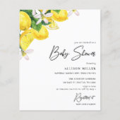 Papier Invitation au Baby shower de citron jaune Budget (Devant)