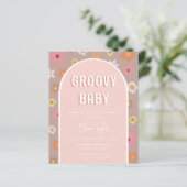 Papier Invitation au Baby shower de fille Retro Super Bud (Debout devant)