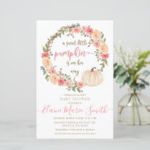 Papier Invitation au Baby shower de fille rose Citrouille (Debout devant)