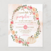 Papier Invitation au Baby shower de fille rose Citrouille (Devant)
