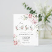 Papier Invitation au Baby shower de fille Rose souple bud (Debout devant)