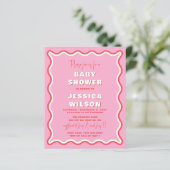 Papier Invitation au Baby shower de filles roses à budget (Debout devant)