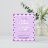 Papier Invitation au Baby shower de filles violettes à bu (Debout devant)