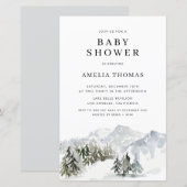 Papier Invitation au Baby shower de forêt hivernale de ne (Devant / Derrière)