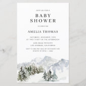 Papier Invitation au Baby shower de forêt hivernale de ne (Devant)