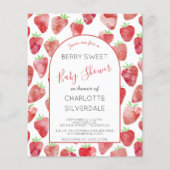Papier Invitation au Baby shower de fraise budgétaire (Devant)
