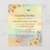 Papier Invitation au Baby shower de grand-mère à abeille (Devant)