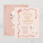 Papier Invitation au Baby shower de l'agneau à mâchoires (Devant / Derrière)