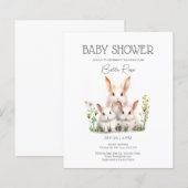 Papier Invitation au Baby shower de lapin neutre sur le p (Devant / Derrière)