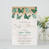 Papier Invitation au Baby shower de papillon vert Budget (Debout devant)