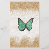 Papier Invitation au Baby shower de papillon vert Budget (Dos)