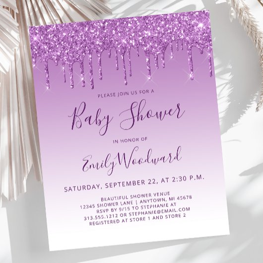 Papier Invitation au Baby shower de Parties scintillant d