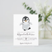 Papier Invitation au Baby shower de pingouin mignon du bu (Debout devant)