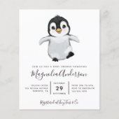 Papier Invitation au Baby shower de pingouin mignon du bu (Devant)