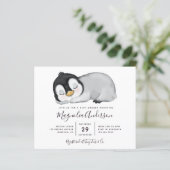 Papier Invitation au Baby shower de pingouin mignon du bu (Debout devant)