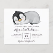 Papier Invitation au Baby shower de pingouin mignon du bu (Devant)