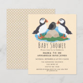 Papier Invitation au Baby shower de Puffin Cute Budget (Devant / Derrière)