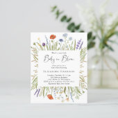 Papier Invitation au Baby shower du Fleur sauvage budgéta (Debout devant)