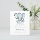 Papier Invitation au Baby shower du garçon éléphant BUDGE (Debout devant)