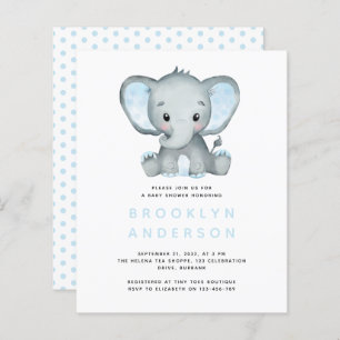 Papier Invitation au Baby shower du garçon éléphant BUDGE