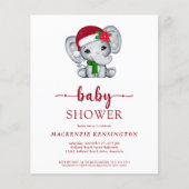 Papier Invitation au Baby shower Eléphant de Noël Budget (Devant)