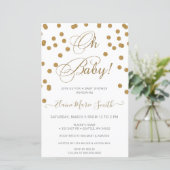 Papier Invitation au baby shower en or blanc budget (Debout devant)