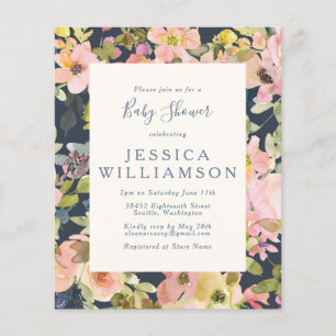 Papier Invitation au Baby shower Floral Boho Elegant Budg